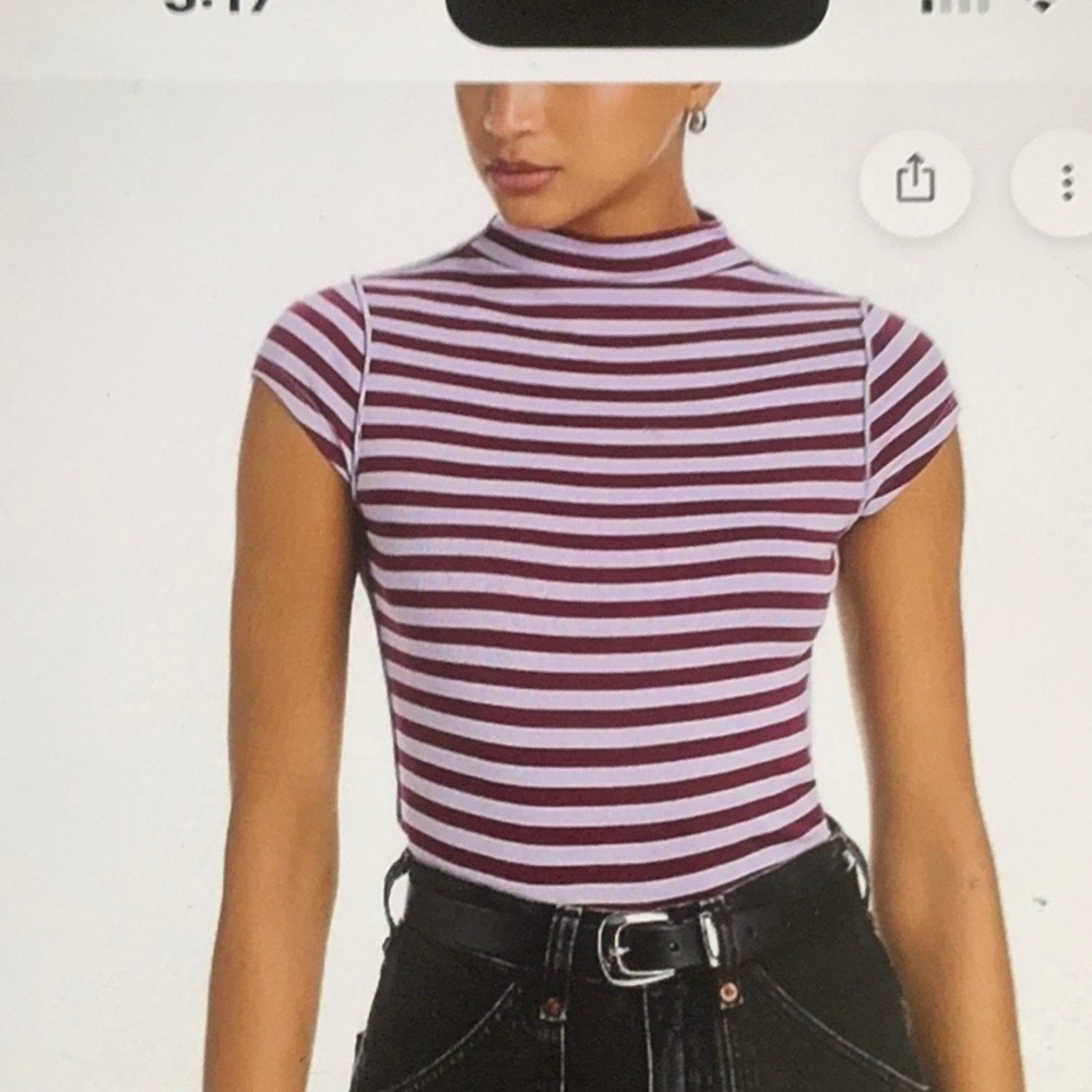 We The Free Lola Stripe Tee- Violet Heather